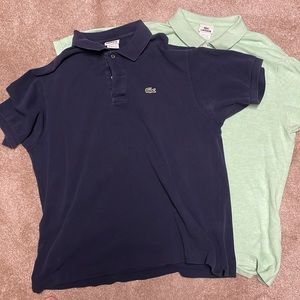 Green and navy blue Lacoste polo shirts. 2 for $20